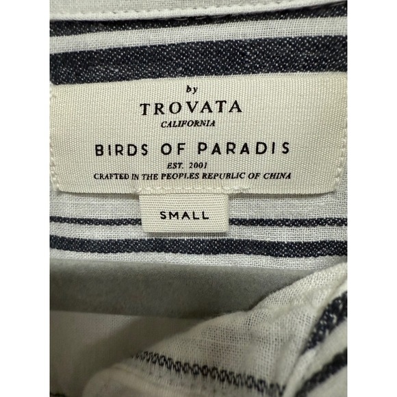 By Trovata Birds of Paradis Linen Blend Striped Long Sleeve White Size Small - Picture 5 of 6